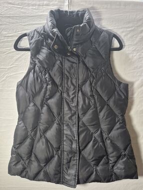 Eddie Bauer Black Quilted Diamond-Pattern Sleeveless Puffer Vest Womens Small